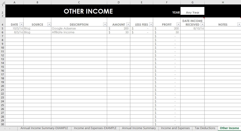 Etsy Seller Spreadsheets, shop management Tool, financial, tax reporting, profit and loss, income, expenses, spreadsheet, excel, google docs image 1