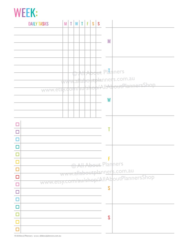 Weekly planner printable overview insert editable refill to do quarterly goals overview future log US letter size resize a5 half junior afbeelding 3