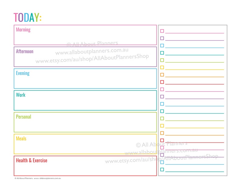 daily planner printable editable pdf day to a page landscape etsy