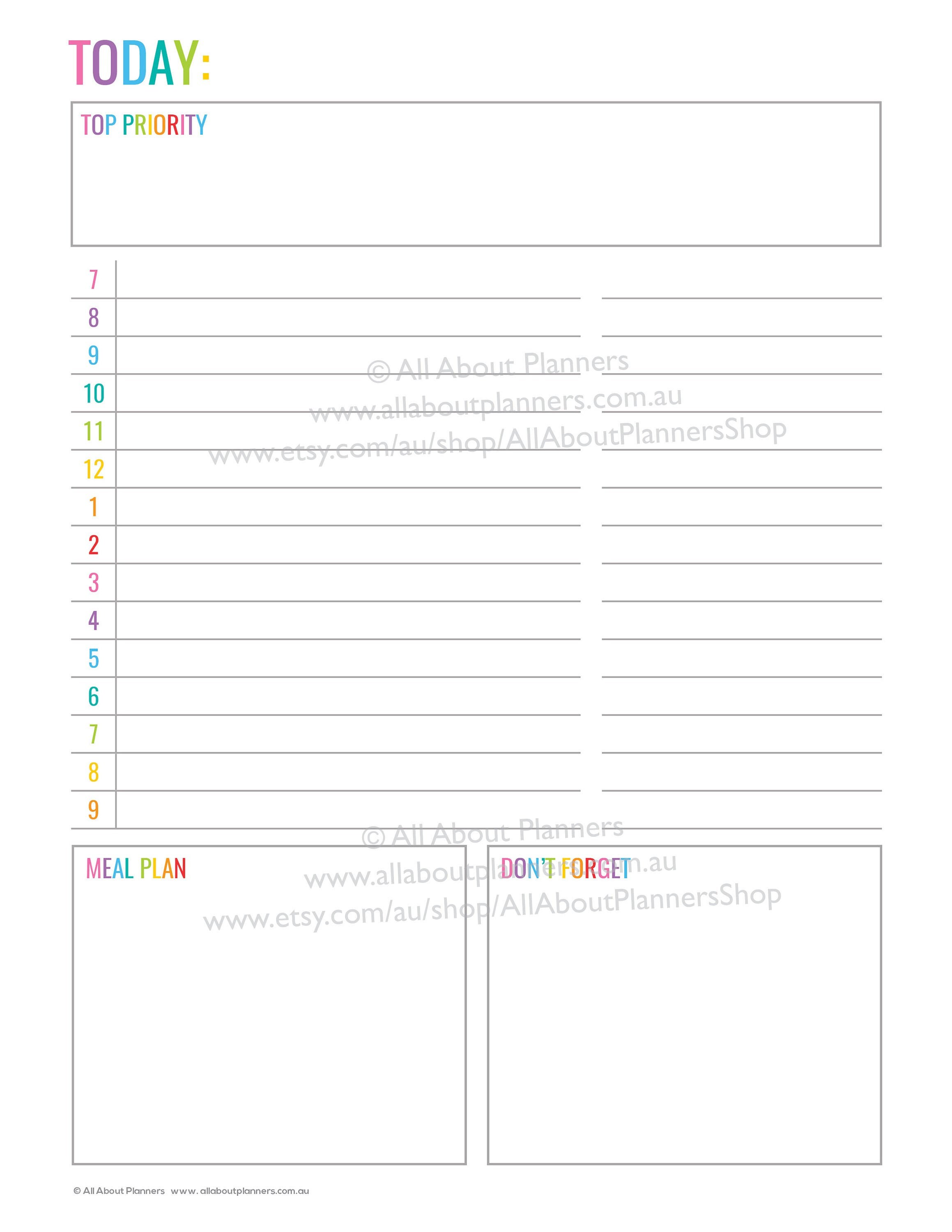 Free Day Planner Template