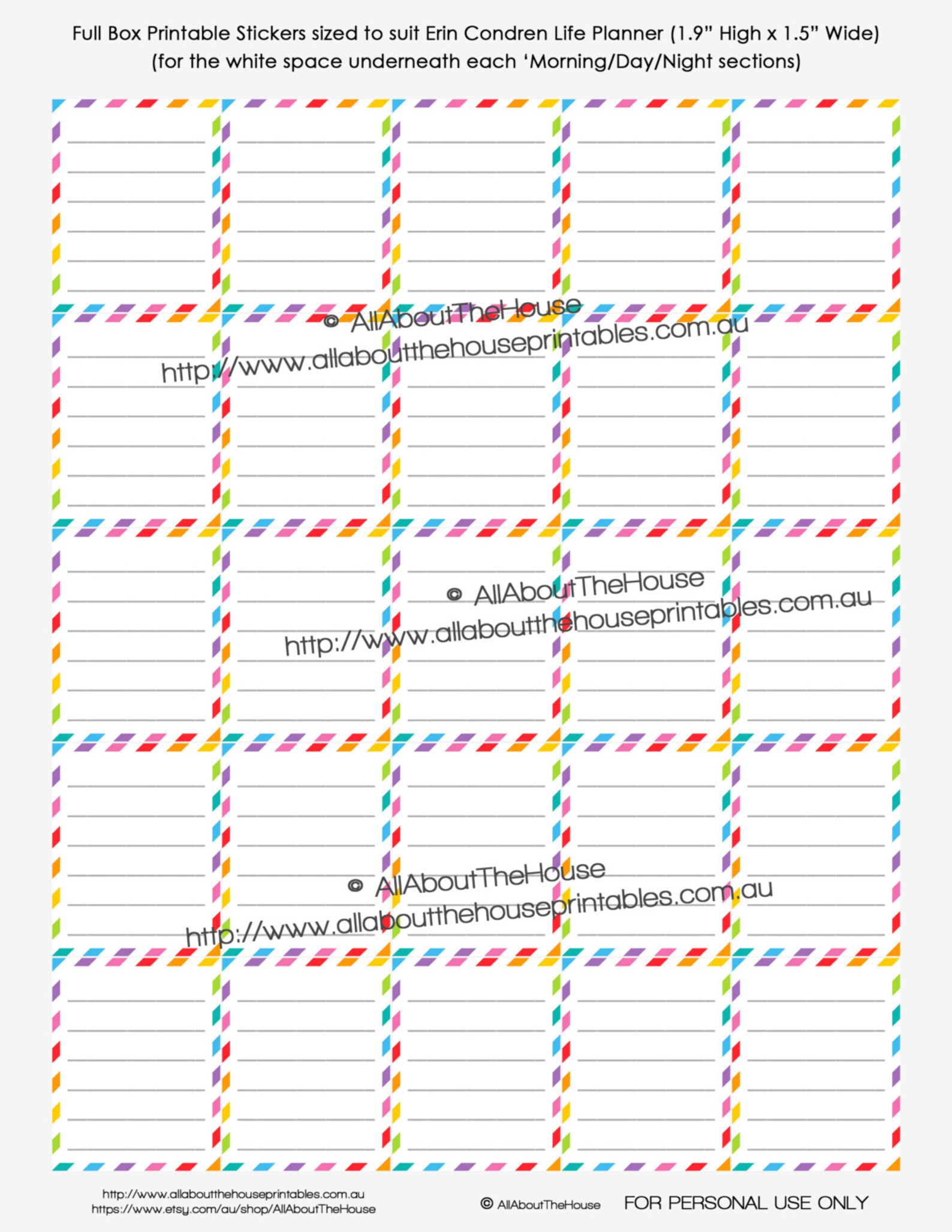 Erin Condren Planner Stickers Printable Full Box - Rainbow - Decorate ...