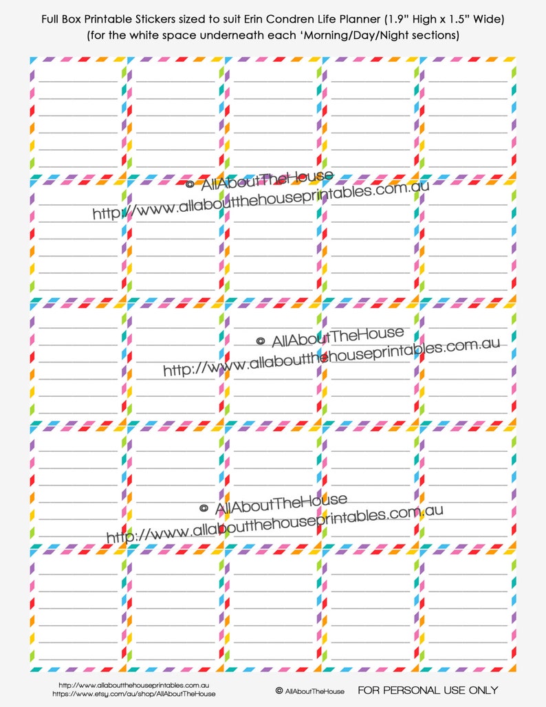 Erin Condren Planner Stickers Printable Full Box - Rainbow - Decorate ...