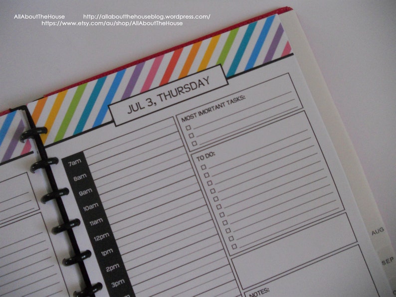 Daily Planner Day Planner Printable Day to a Page Half Size Etsy