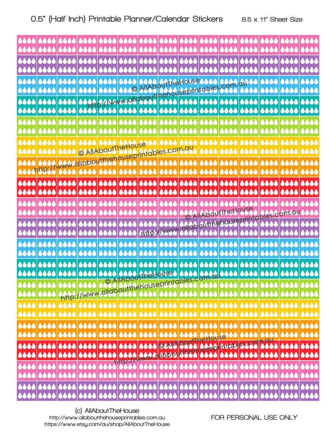 Hydrate Planner Stickers Printable Rainbow Icon Drink up Water Intake ...