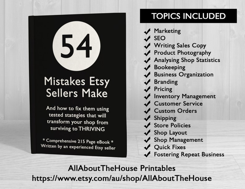 Etsy Business Ebook 54 Mistakes etsy sellers make entrepreneur, etsypreneur, success, ultimate guide, printable, Business tool, Online Store image 2