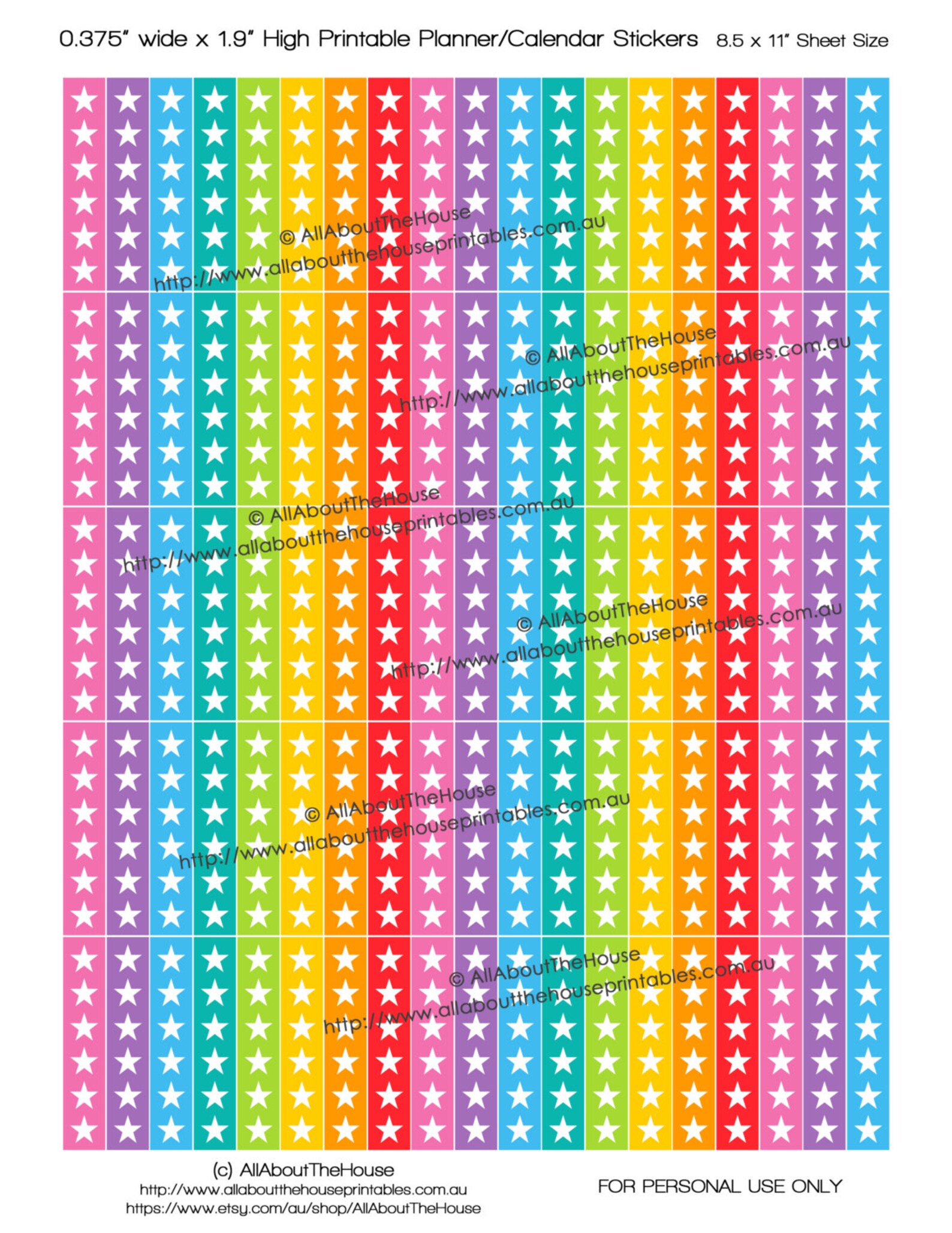 Checklist Printable Calendar Planner Stickers 1 9 Long Etsy