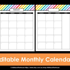Printable Calendar 2 Page Monthly Calendar Printable Rainbow Perpetual ...