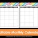 Printable Calendar 2 Page Monthly Calendar Printable Rainbow - Etsy