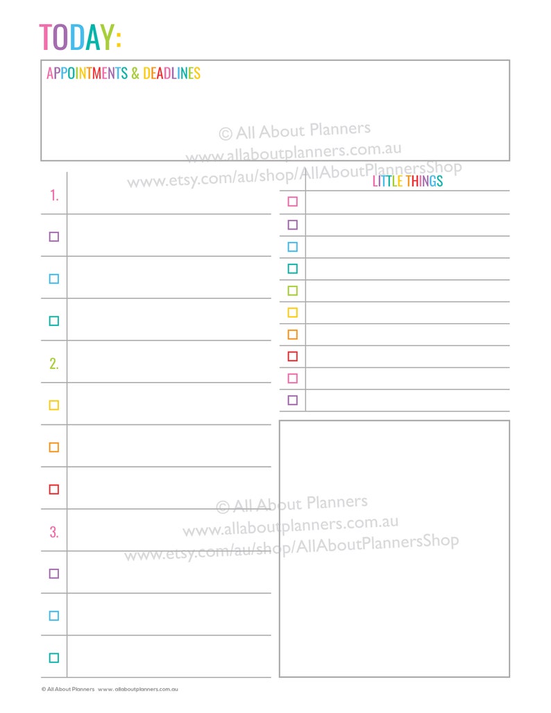 Daily Planner Editable Printable Fillable Pdf Rainbow US Letter Size ...