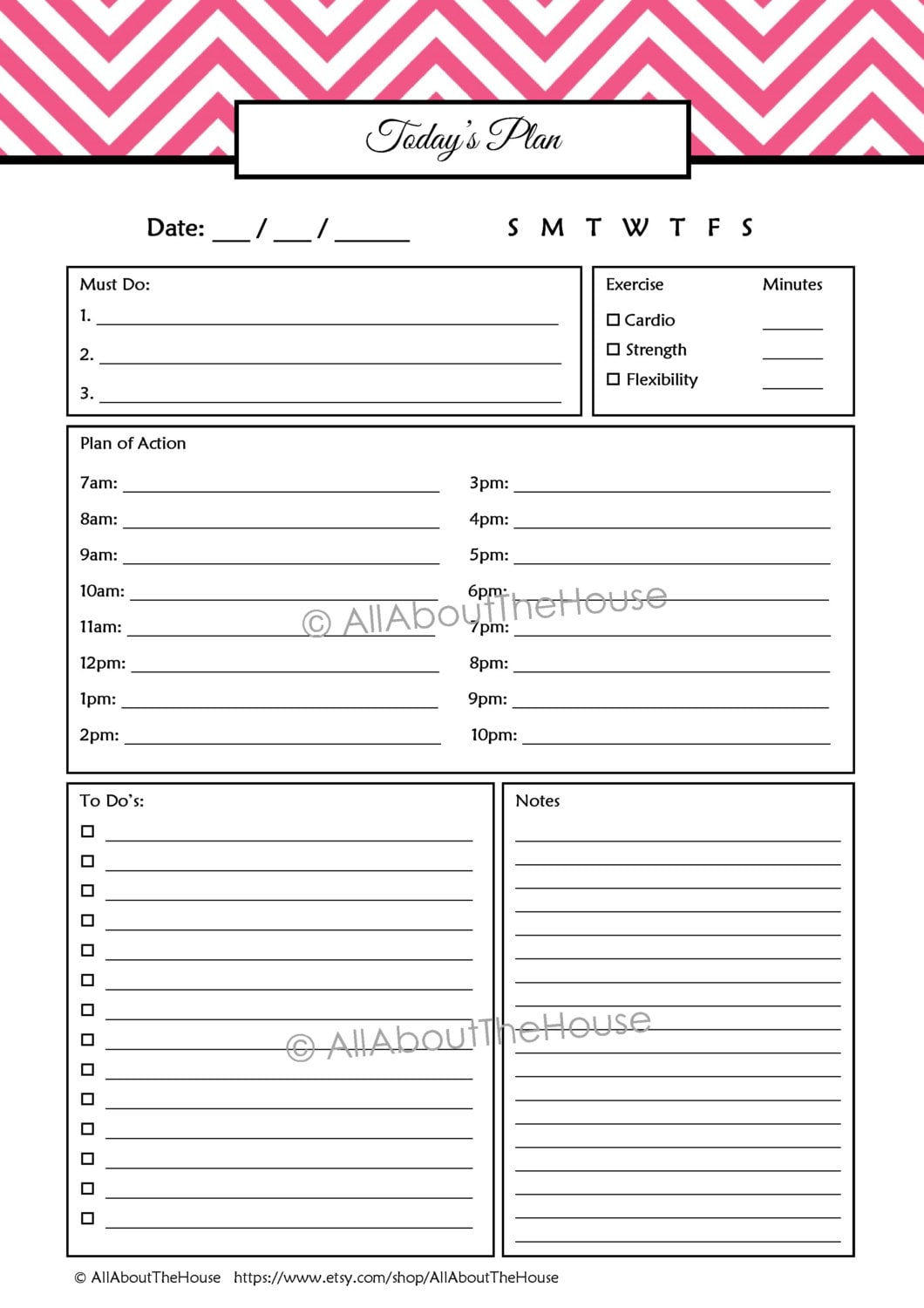 EDITABLE Printable Daily Planner Time Management Product | Etsy