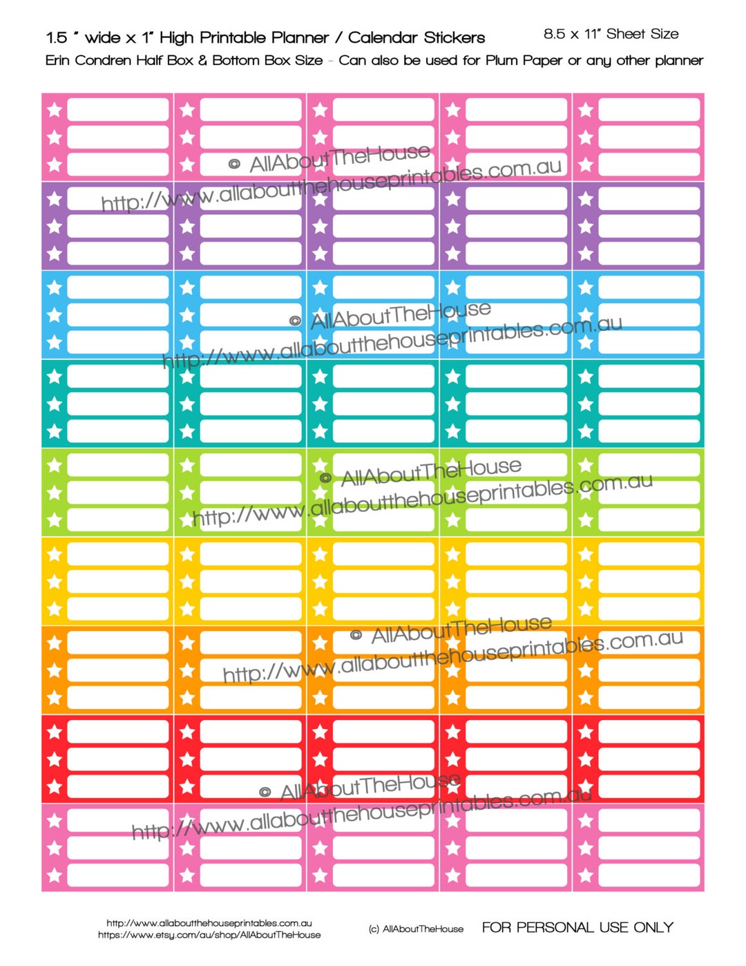 Star Planner Stickers Half Box Printable List Stickers Made for Erin ...