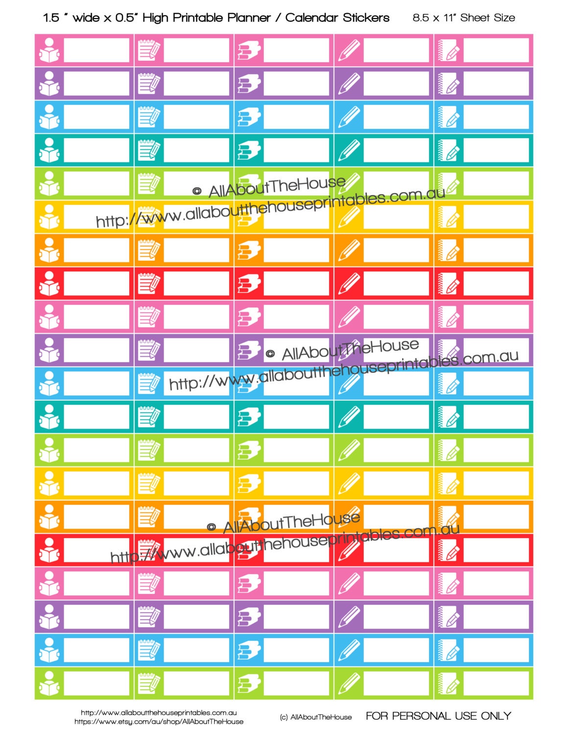 Study Read Write Planner Stickers Printable Reminder School Homework ...