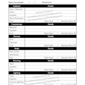 Kitchen remodel checklist planner printable renovation home improvement diy inspiration budget layout editable template pdf instant download image 7