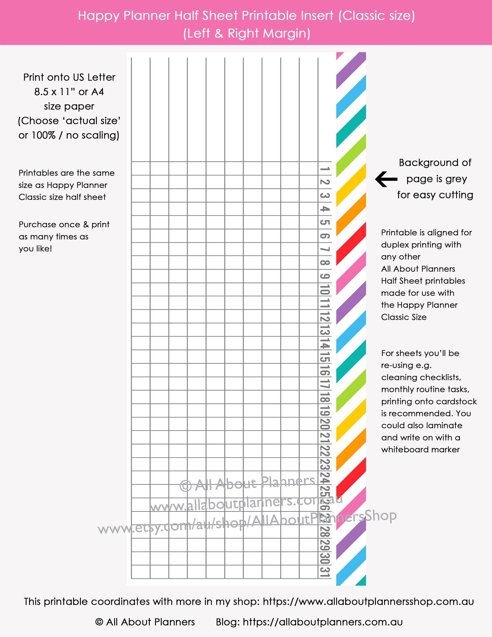 MAMBI Half Sheet Printable Planner Insert Classic Size Refill to Do ...