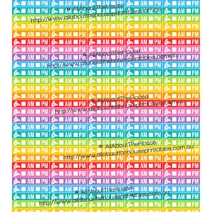AM PM Daily Routine Planner Stickers Printable Medicine Vitamins Pills made for Erin Condren ECLP 1.5wx0.3H rainbow plum paper etc Ws007 image 3