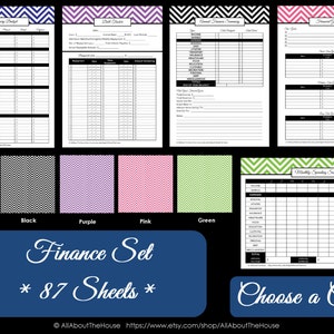 EDITABLE DARK BLUE Budget binder Finance Organisation Printable expenses Household Binder Chevron Printable Instant Download Budget template image 5