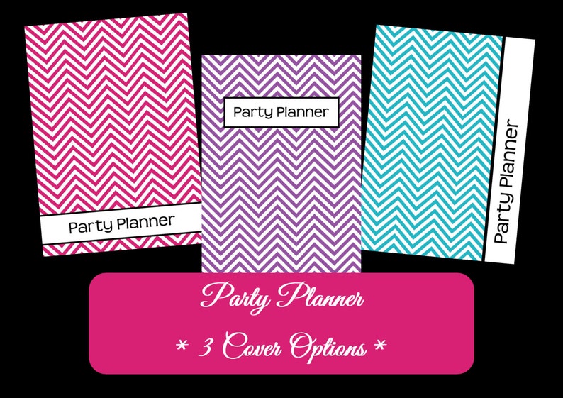 Printable Party Planner 14 sheets PDF Chevron Party Printables Household Binder Guest List, Party Budget, To Do List, Schedule image 2