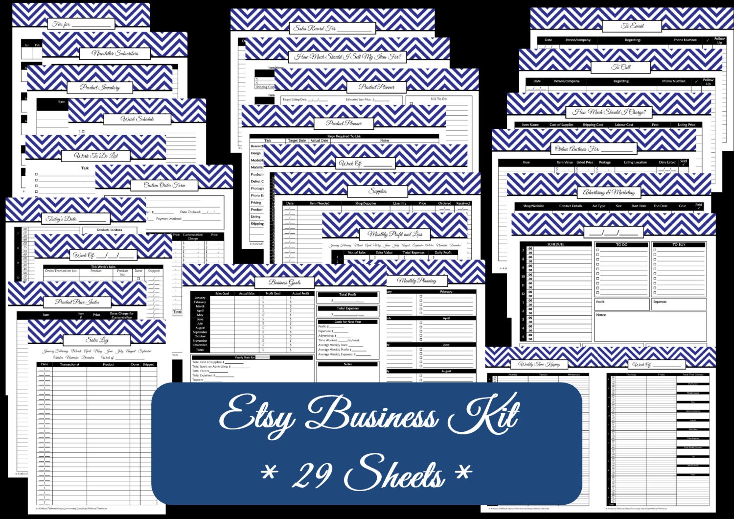 GREEN - Etsy Business Planner Printables - Work At Home Planner - Online Business Printables - Household Binder - 29 sheets - Value Pack