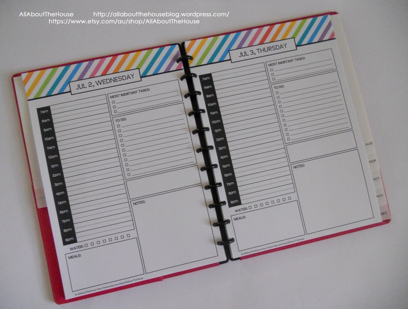 Daily Planner Day Planner Printable Day to a Page Half Size Etsy