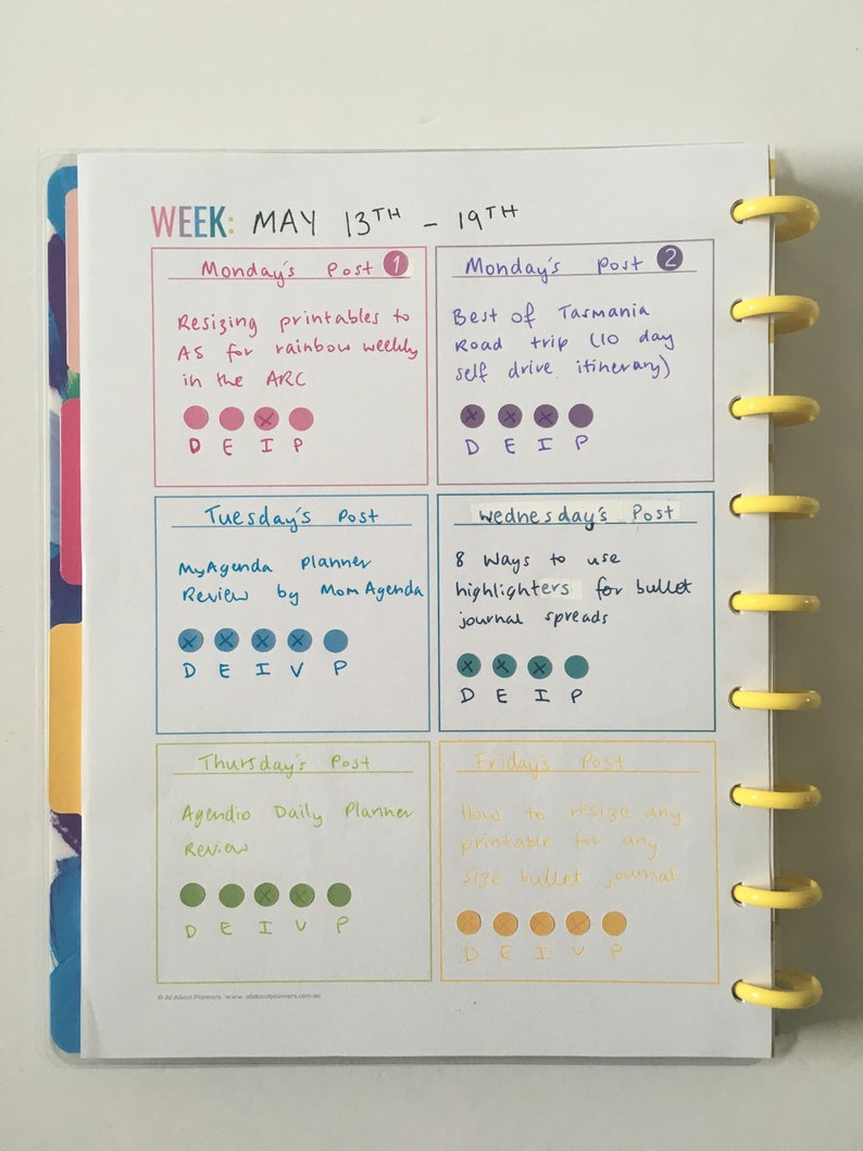 Weekly planner printable overview insert editable refill to do quarterly goals overview future log US letter size resize a5 half junior afbeelding 9