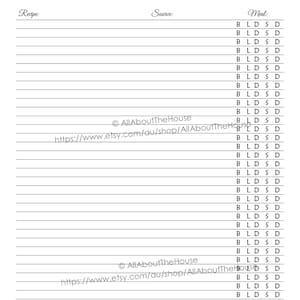 GREY Menu Planner Printables Meal Planning Organisation-Household Binder-25 sheets-Chevron Planner Printables-pdf-INSTANT DOWNLOAD image 5