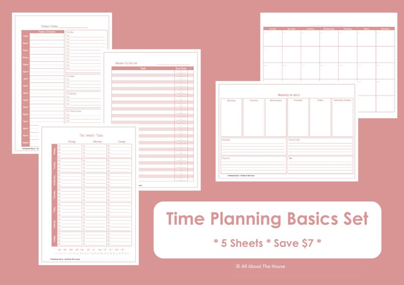 Time Planning Printables Time Planning Basics Household Binder 5 sheets Value Pack image 1