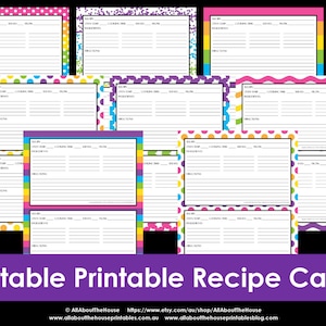 Printable recipe card, EDITABLE, Template, pdf, sheet, recipe page, Recipe Organisation, Recipe Box, cookbook, cooking printable, kitchen