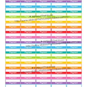 Payment Reminder Money Loan Debt bill due Printable Calendar / Planner Stickers 1.5" wide x 0.5" Rainbow 2015 Planner  made for Erin Condren