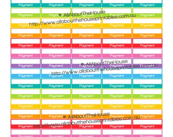 Payment Reminder Money Loan Debt bill due Printable Calendar / Planner Stickers 1.5" wide x 0.5" Rainbow 2015 Planner  made for Erin Condren