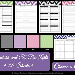 PURPLE EDITABLE To Do List and Calendar Set Perpetual Calendar Household Binder Chevron Printable Do List Pdf Day Planner Instant Dl 2018 Bild 5