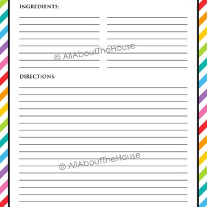 EDITABLE Recipe Binder Printables Meal Planning Recipe Sheet Recipe Card Weekly Meal Planner Month Recipe Divider Grocery List image 4