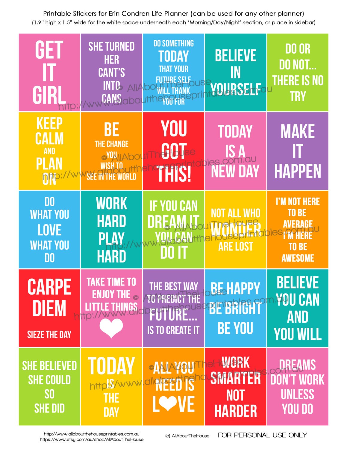 motivational quote planner stickers printable inspiration