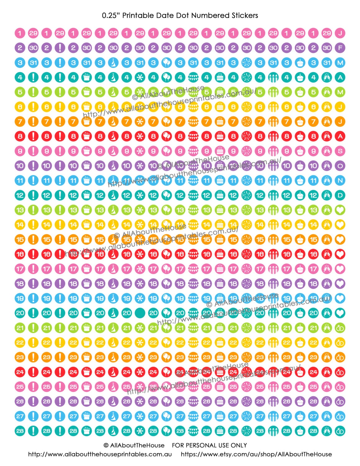 date dots mini planner stickers printable daily planner etsy ireland