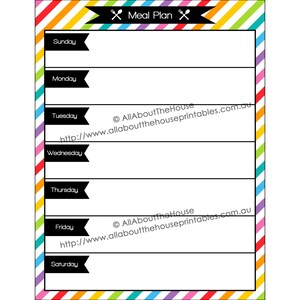 Planner Insert Weekly Meal Planning Printable Rainbow 6.5 x 8.5 for Erin Condren, Plum Paper, Inkwell Press, Emily Ley, Day Designer etc. image 2