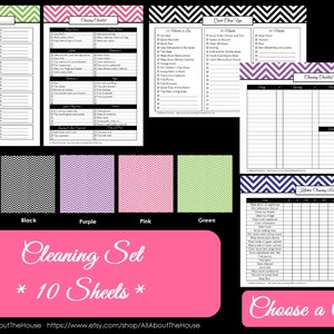 PINK EDITABLE Cleaning Printables Household Binder Home Organisation Binder Chevron Printable Pdf Cleaning Checklist fillable NSTANT dl image 5