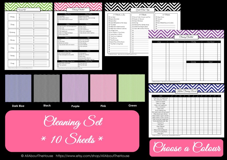 PINK EDITABLE Cleaning Printables Household Binder Home Organisation Binder Chevron Printable Pdf Cleaning Checklist fillable NSTANT dl image 5