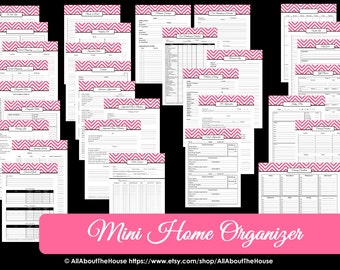 PINK EDITABLE Home Management Binder Organization Printables Chevron weekly cleaning checklist meal planner finance budget to do list