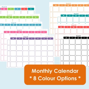 Printable Weekly Family Planner and Monthly Calendar 9 Colours Available Product Number 407 image 3