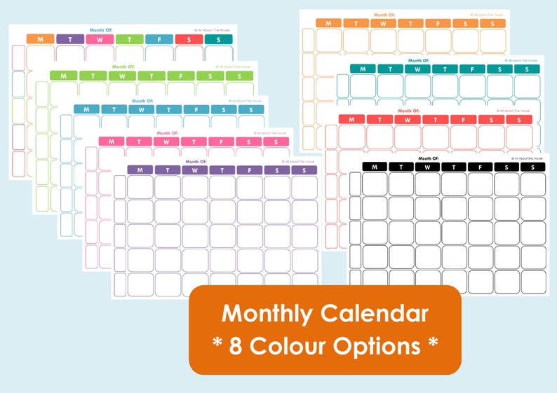 Printable Weekly Family Planner and Monthly Calendar 9 Colours Available Product Number 407 image 3