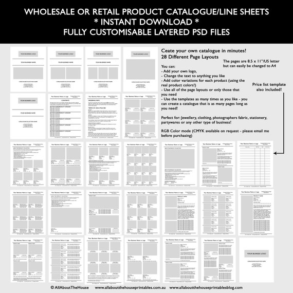 Catalogue template wholesale retail pricing product line | Etsy