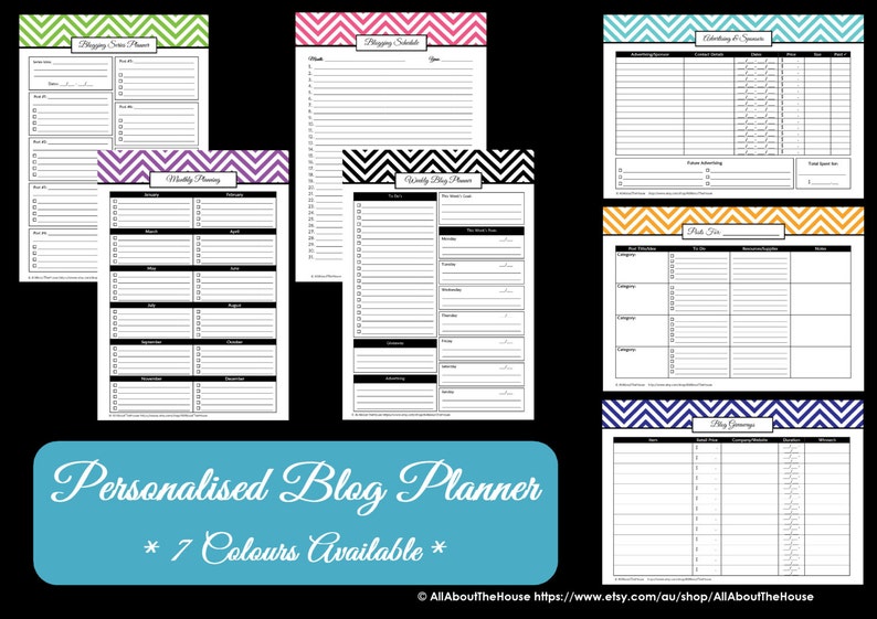 Blog Planner Printables Chevron Blog Management Organisation Household Binder 30 sheets Value Pack image 4