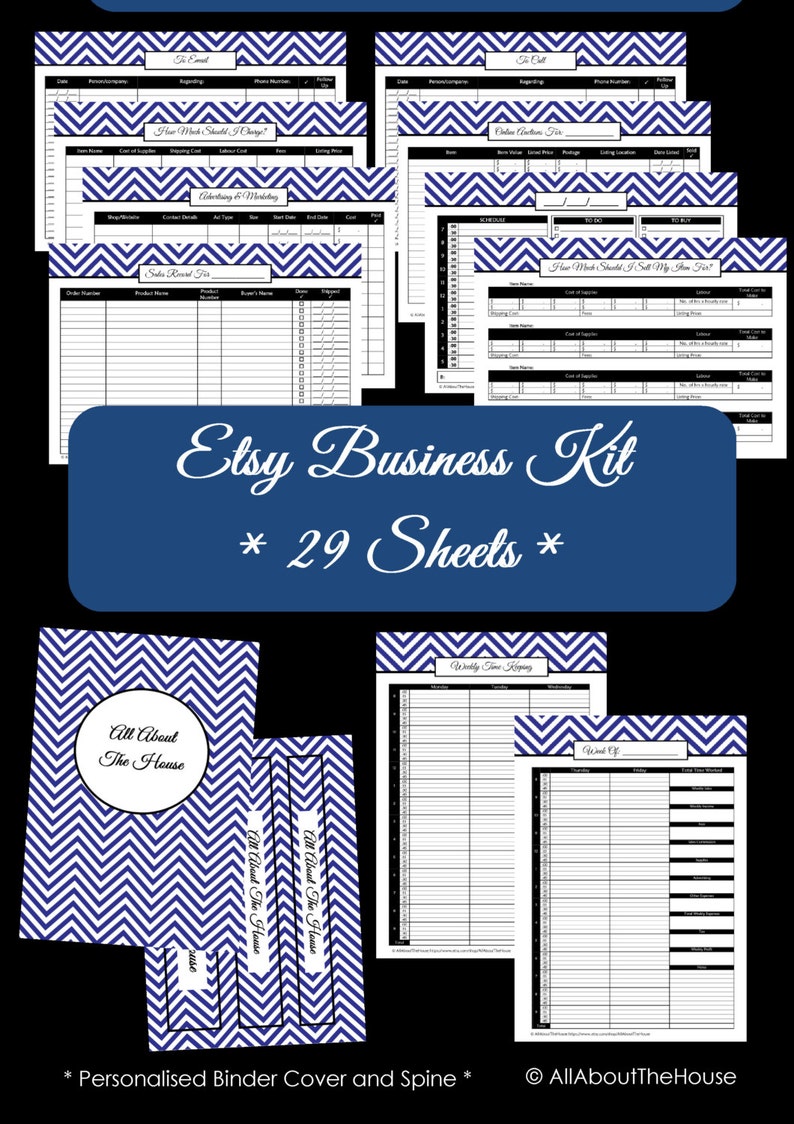 GREY Etsy Business Planner Printables Work At Home Planner Online Business Printables Household Binder 29 sheets Value Pack image 3