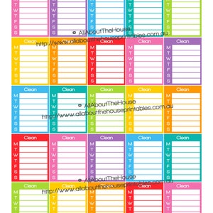 Cleaning Stickers Weekly Cleaning Routine Daily Chores Printable Calendar Stickers Full Box Sidebar made for Erin Condren, Plum Paper etc. image 1