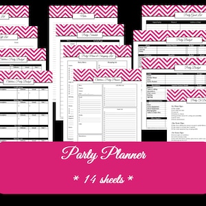 Printable Party Planner 14 sheets PDF Chevron Party Printables Household Binder Guest List, Party Budget, To Do List, Schedule image 1