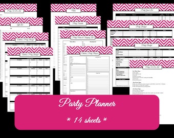 EDITABLE PURPLE Printable Party Planner 14 sheets PDF Chevron Party Printables Household Binder Guest List, Party Budget To Do List Schedule