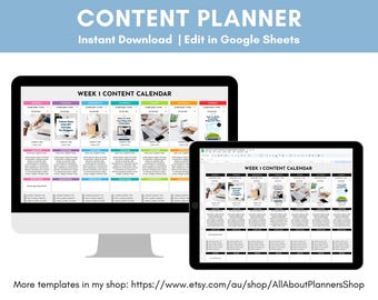 Content-Kalender für Social Media: Google Sheets-Vorlage, Wochenstrategie, Bilder hinzufügen, Bildunterschriften, Hashtags, Workflow, Statusliste