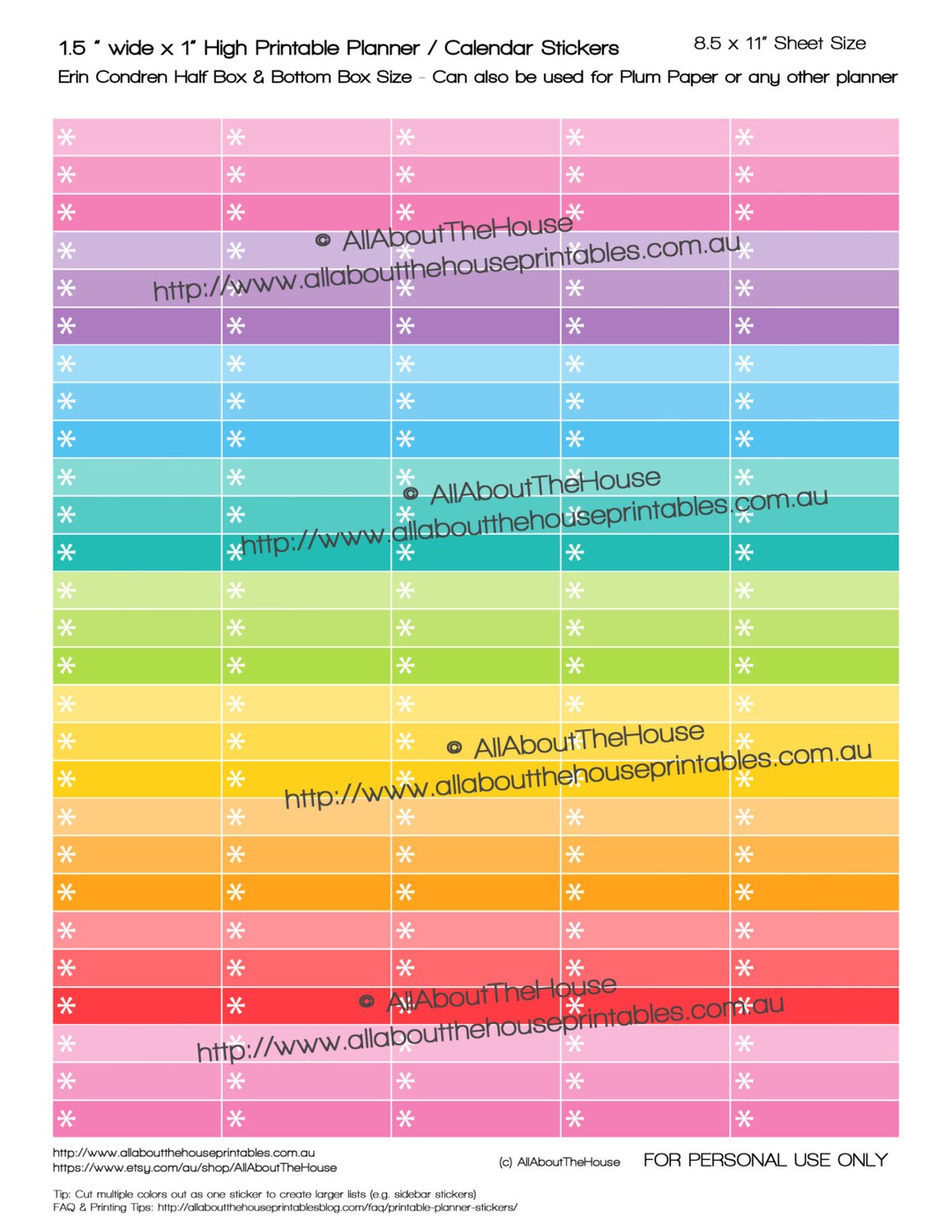 Ombre List Half Box Sized for Made for Erin Condren Planner Stickers ...