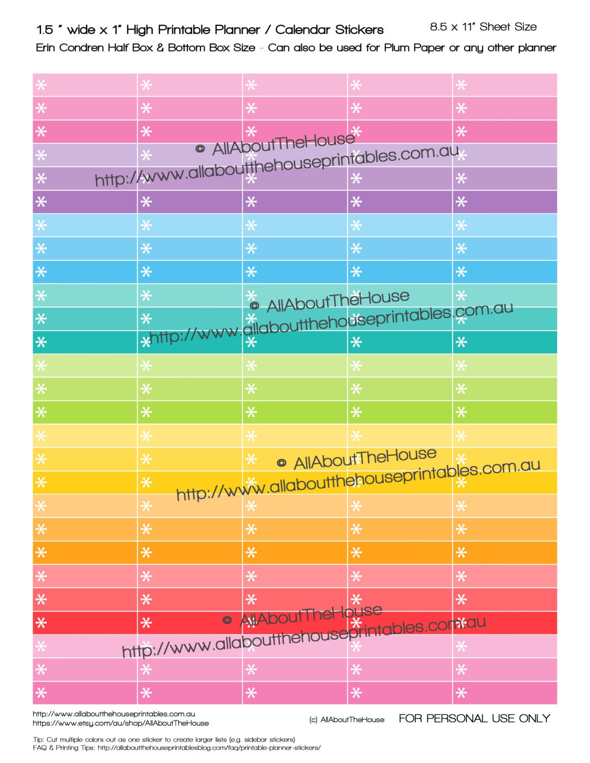 Ombre List Half Box Sized for Made for Erin Condren Planner Stickers ...