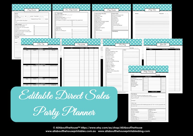 Direct Sales Planner Editable Business Planner Binder Printables Organize Any Direct Sales Business 150pages Blue Polka Dot INSTANT DOWNLOAD image 4