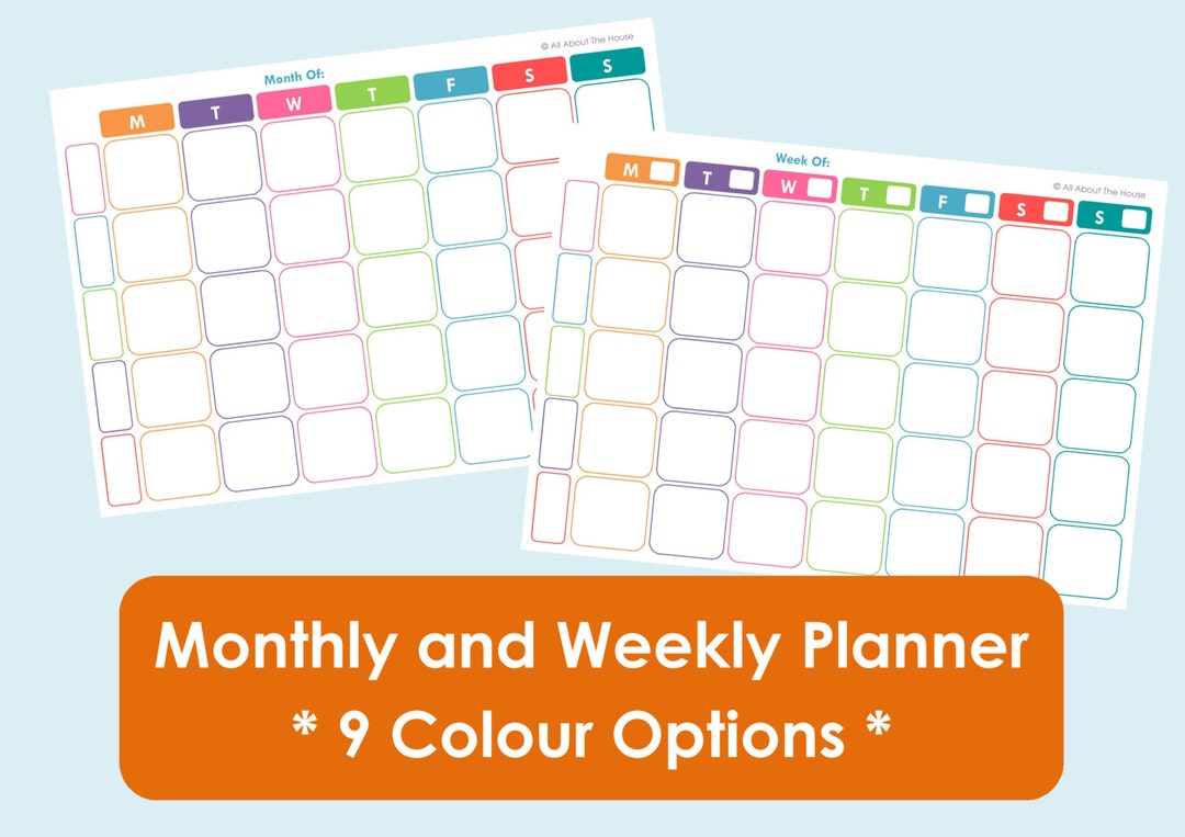 Printable Weekly Family Planner and Monthly Calendar - 9 Colours ...